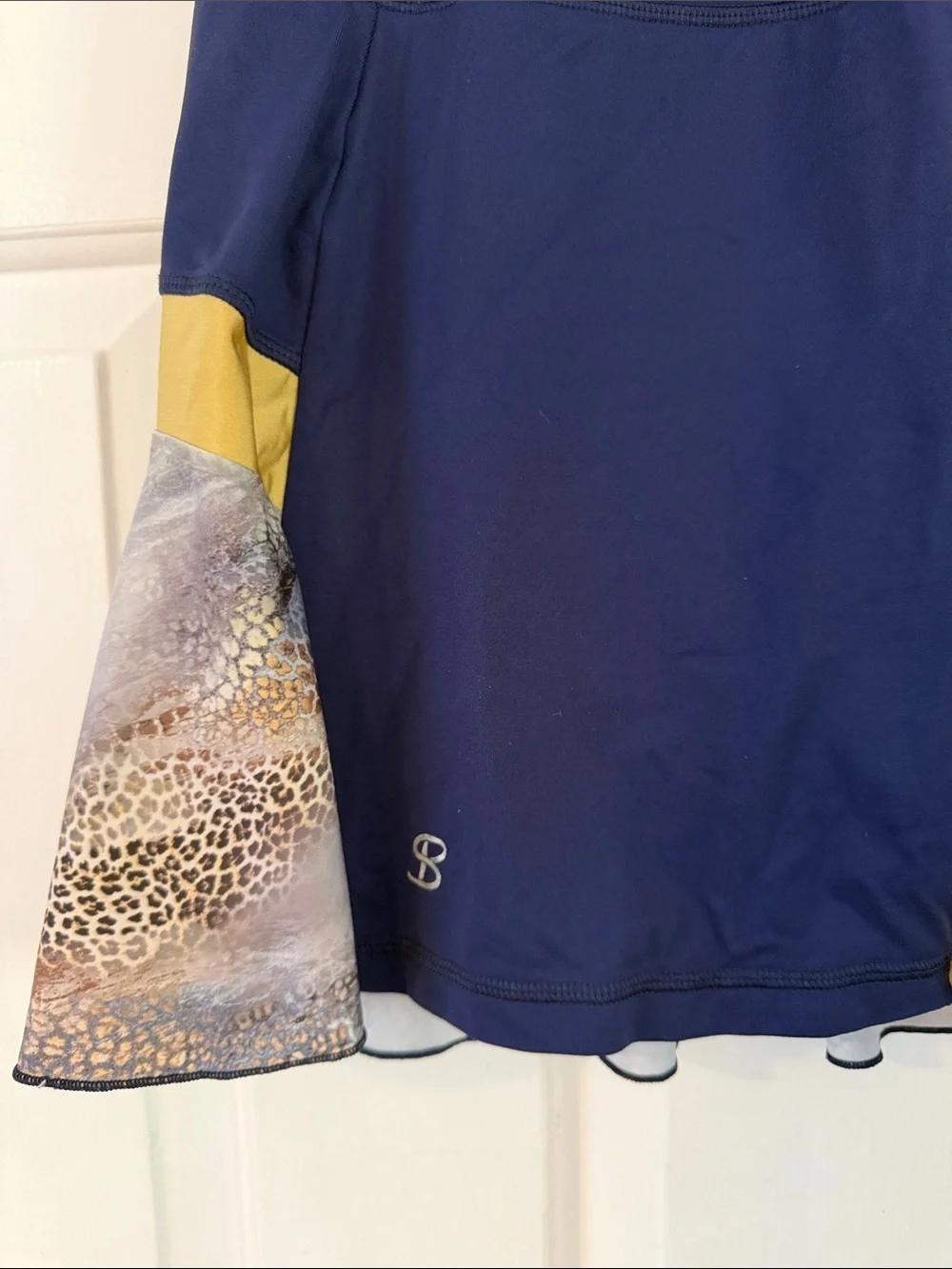 Women’s Sofibella Blue Gold & Leopard Print Athletic Tennis Skort Size Small